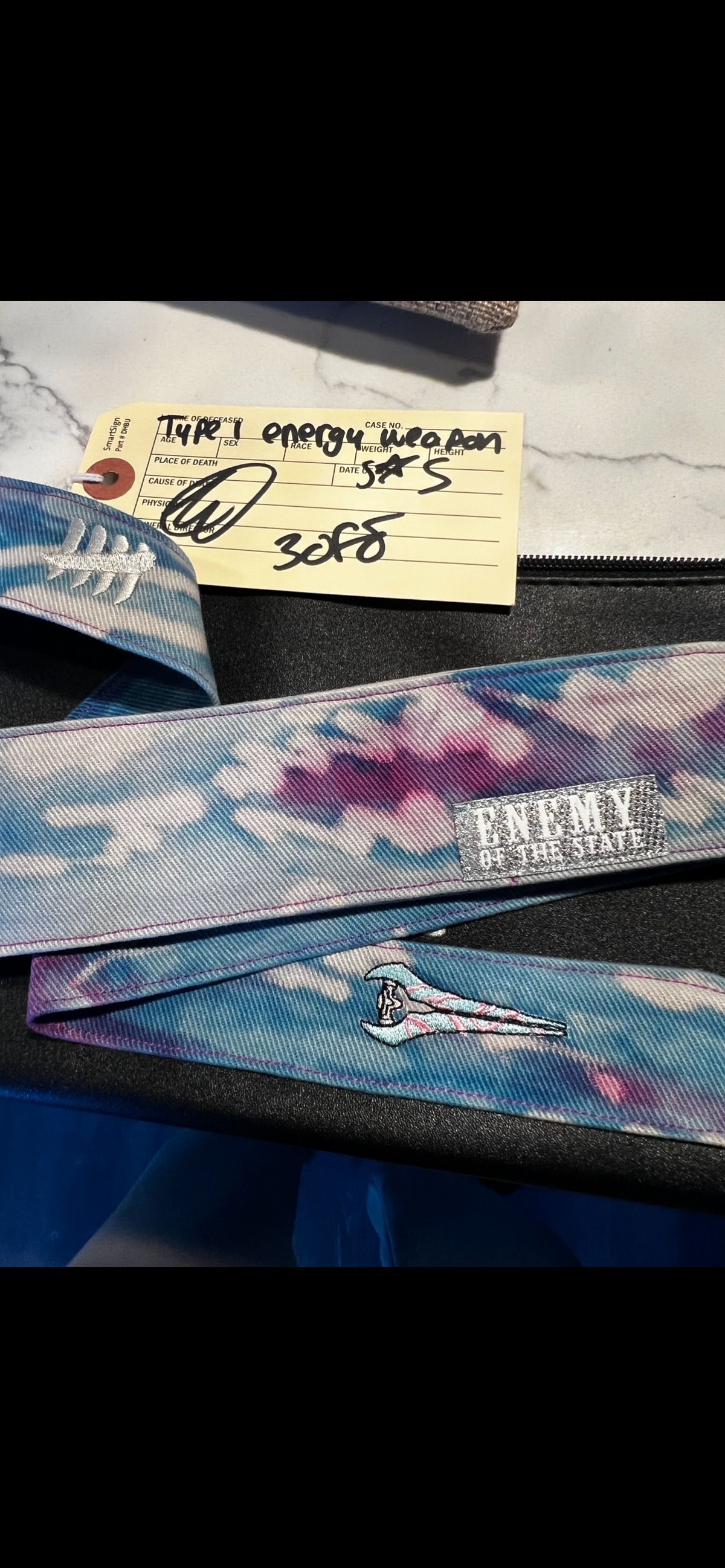 ENEMY OF THE STATE HEADBAND “ HALO ENERGY SWORD” SILVER TAG, SILVER HASH! RARE NEW! 