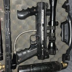 Paintball Starter Lot – Tippmann 98 Custom with scope and foregrip & Spyder Imagine with 2 co2 tanks and aftermarket barrel 