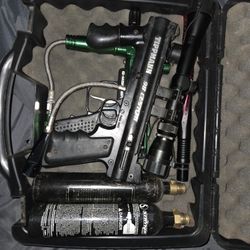Paintball Starter Lot – Tippmann 98 Custom with scope and foregrip & Spyder Imagine with 2 co2 tanks and aftermarket barrel 