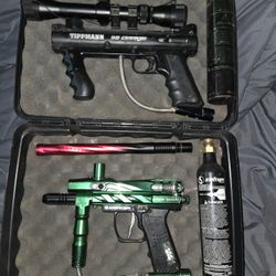 Paintball Starter Lot – Tippmann 98 Custom with scope and foregrip & Spyder Imagine with 2 co2 tanks and aftermarket barrel 