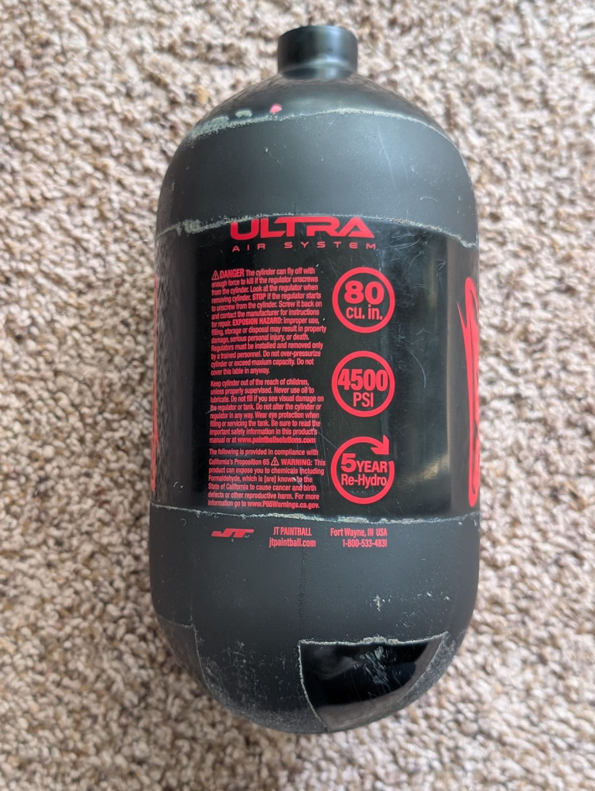 JT ultra light 80cu in. bottle gloss black
