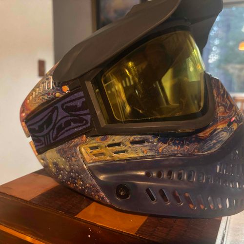 Galaxy dipped blue og ize goggles with a new school visor 