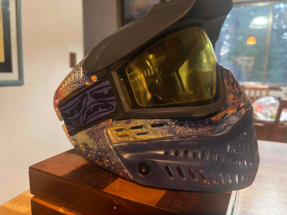 Galaxy dipped blue og ize goggles with a new school visor 