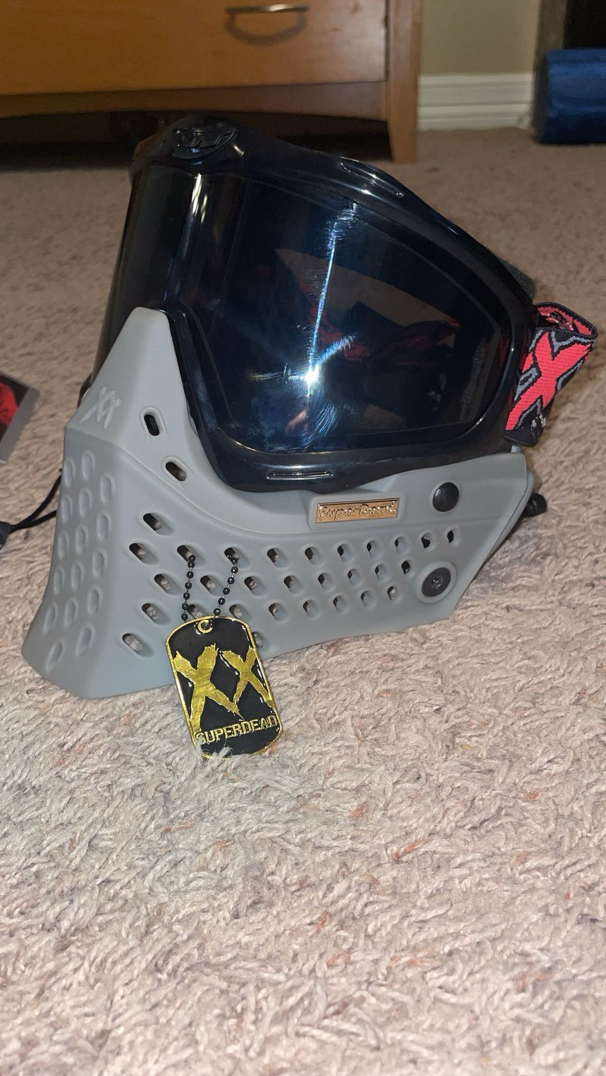 Slate/Gold Superdead Paintball Mask (Banana frames)