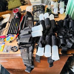 Complete Paintball Gearbag Lot - Masks, Loaders, Barrels, & Accessories (Dye, Empire, Valken)