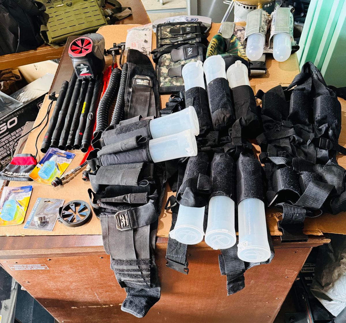 Complete Paintball Gearbag Lot - Masks, Loaders, Barrels, & Accessories (Dye, Empire, Valken)