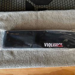 Violence black denim headband with V2 Bloodsplatter tag