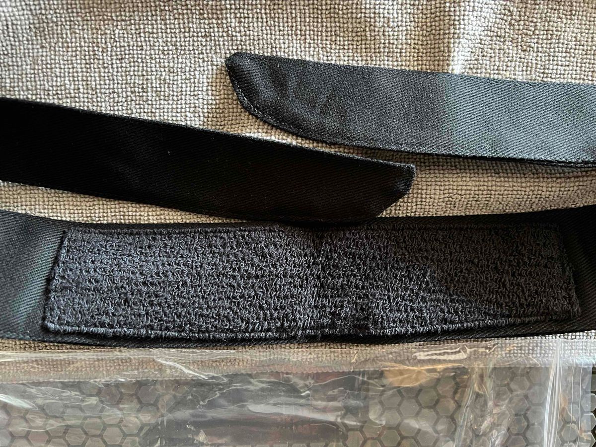 Violence black denim headband with V2 Bloodsplatter tag
