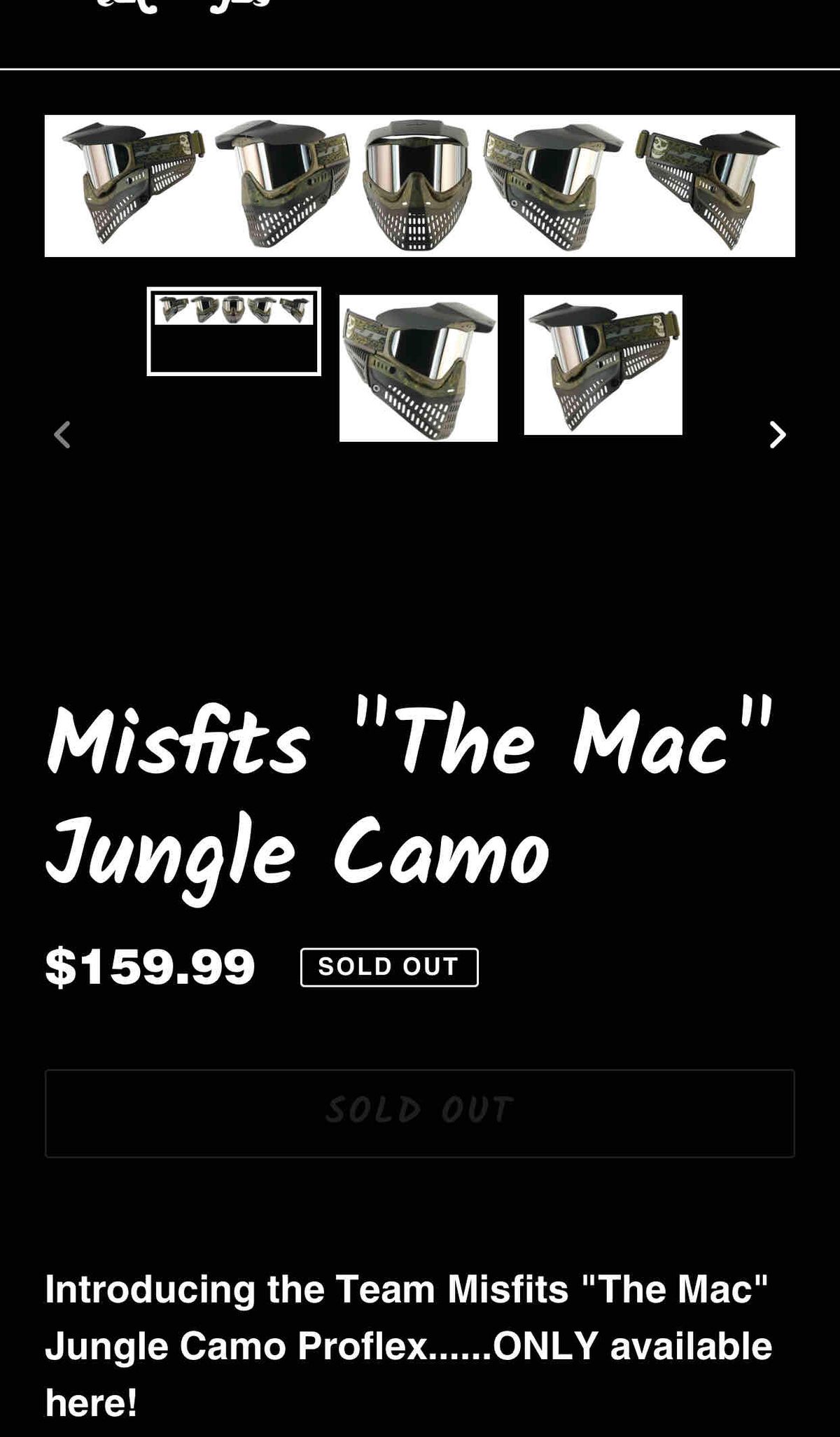 Rare Misfits camo “thr mac” proflex free ship!