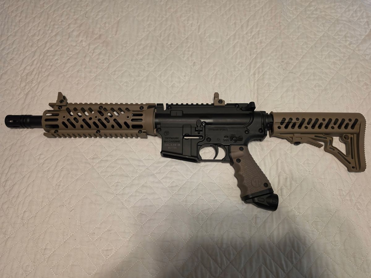 Complete Tippmann Paintball Setup – Marker, Mask, Tank, Pods, Hopper & Paintballs
