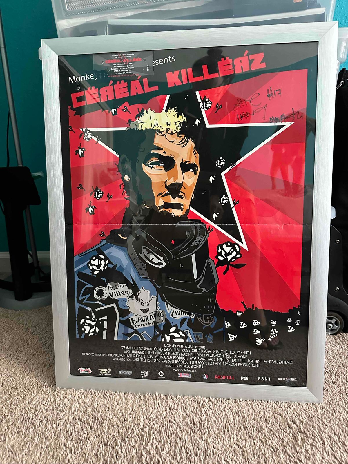 RARE!!! SIGNED, Framed Cereal Killerz Movie Poster + Premiere Ticket