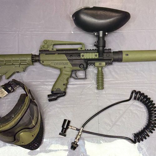 Tippmann Cronus Tactical Paintball Setup - OD Green - GXG Hopper, Remote Line, Empire Helix Mask