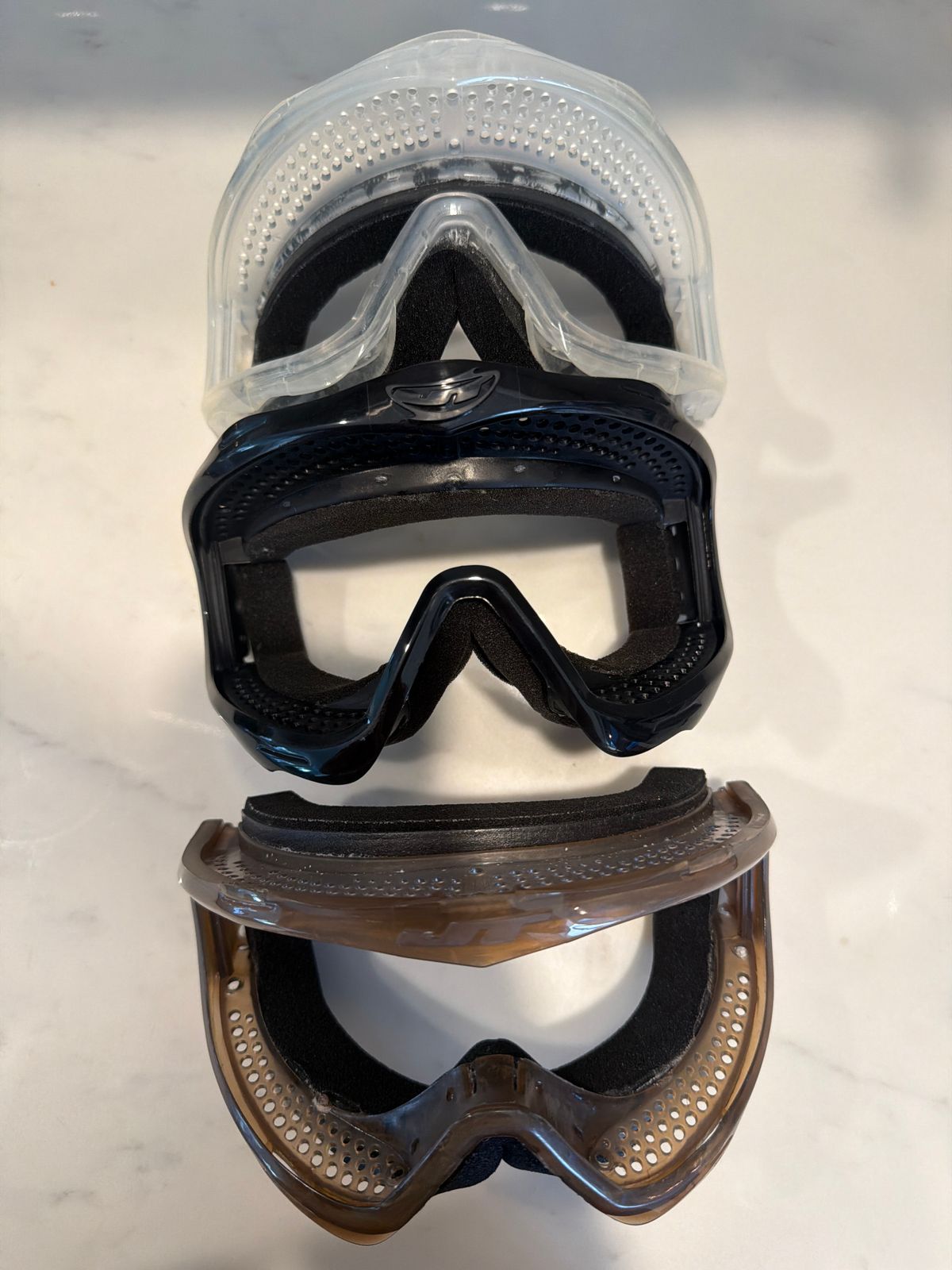 JT proflex frames, black, clear, doodoo