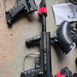 3 paintball guns and accessories 