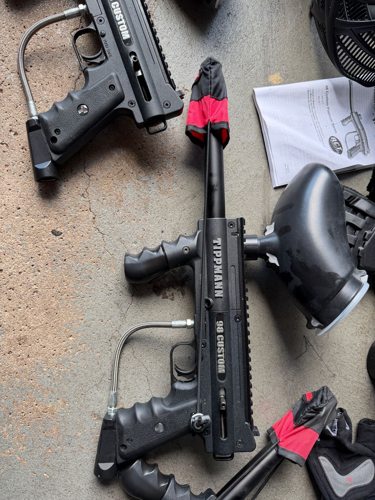 3 paintball guns and accessories 