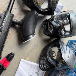 3 paintball guns and accessories 