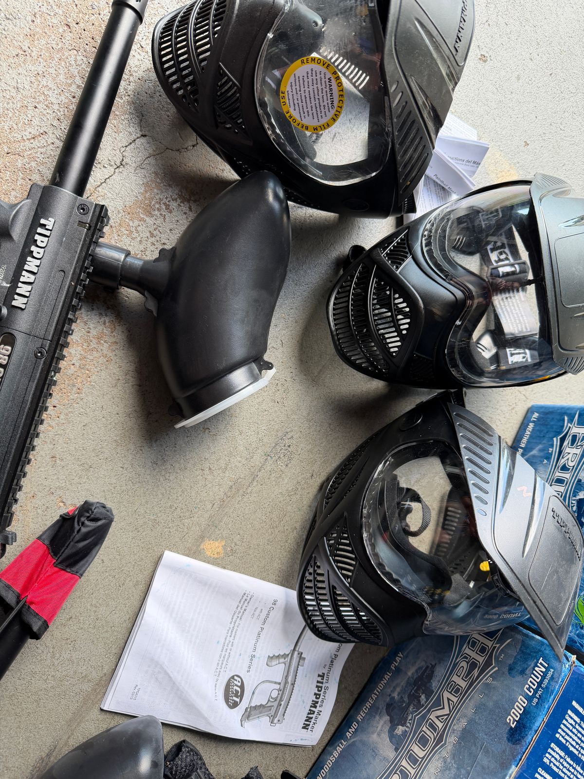 3 paintball guns and accessories 