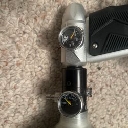 Empire mini gs silver, empire mini tank, valken vts hopper with speed feed and jt pro flex mask comes with protective soft bag