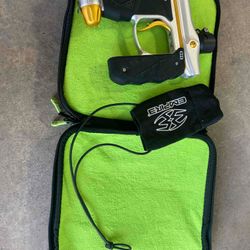 A bunch of paintball gear