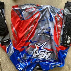 A bunch of paintball gear