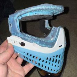Blue/carolina blue flames custom mask. 