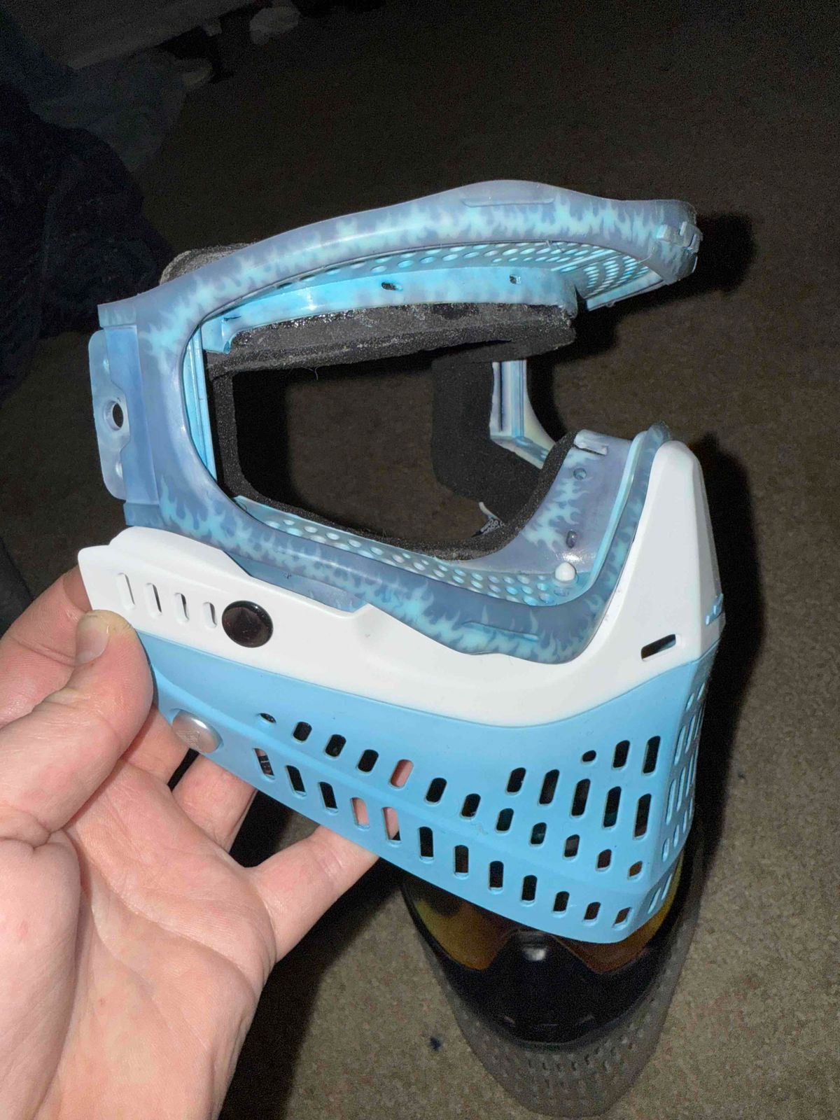 Blue/carolina blue flames custom mask. 