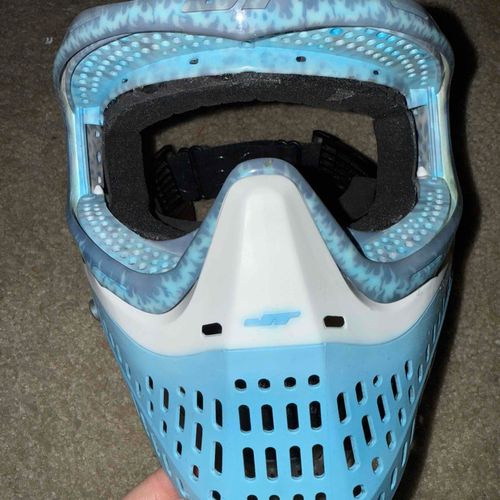 Blue/carolina blue flames custom mask. 