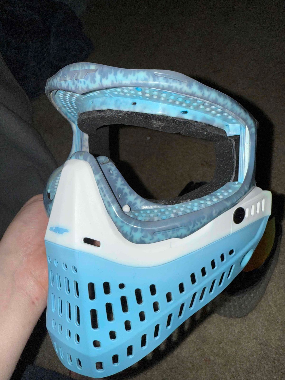 Blue/carolina blue flames custom mask. 