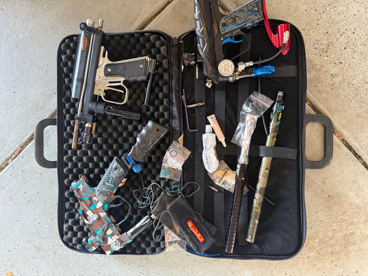 Paintball Gear Bundle—3 Markers, Extra Barrels & Padded Case—$300 OBO